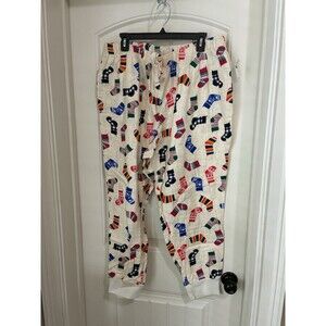 Women's Flannel Pajama Pants XL Old Navy JOGGERS NWT Stockings Pattern